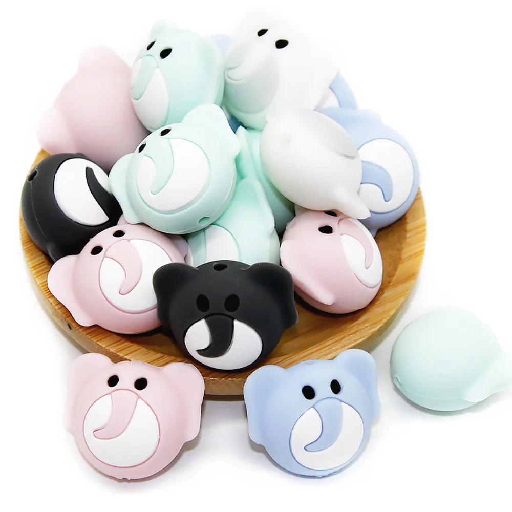 Cute-idea 5pcs Silicone Teether Beads Koala Elephant Animal Chewable Beads DIY Pacifier Chains Accessories BPA Free Baby Goods