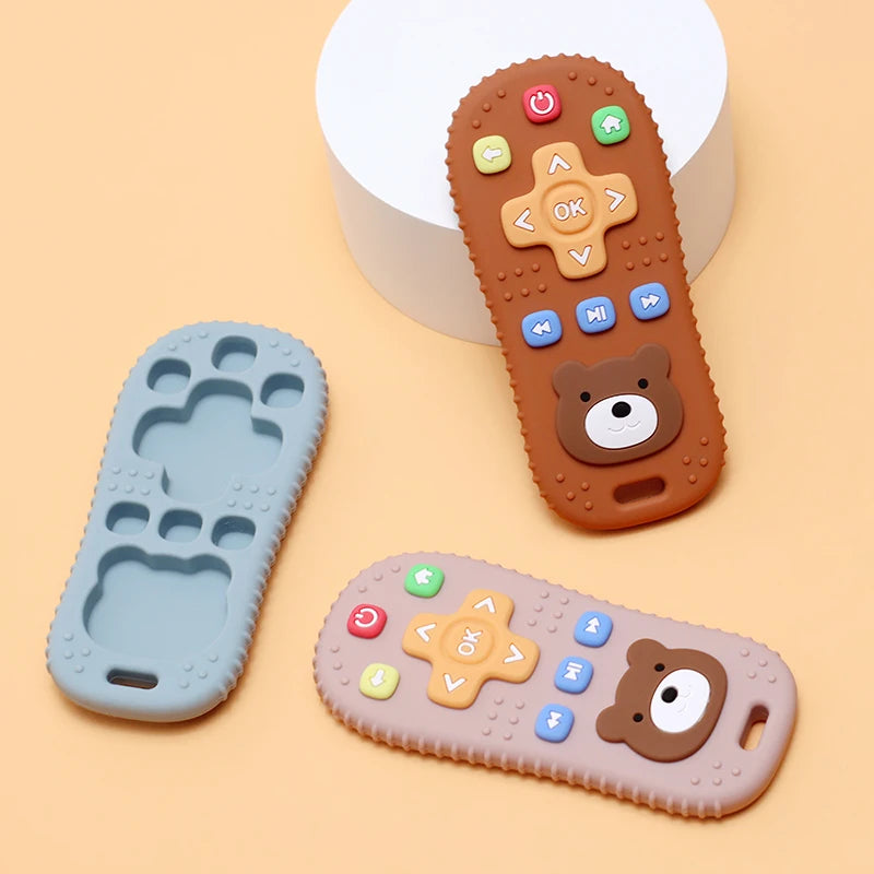 1PC Silicone Baby Teether TV Remote Control Shape Teether Rodent Gum Pain Relief Teething Toy Kids Sensory Educational Toy